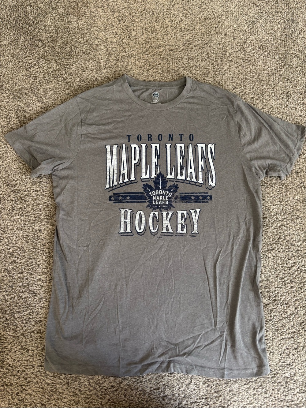 Toronto Maple Leafs Men’s T-Shirt Gray Size L NHL Hockey Tee